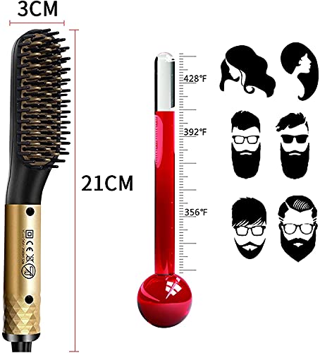 Bartglätter Bürste für Männer,Elektrische multifunktionale Bartbürste,Bürste Kamm Haar Glätter,180 ° C-200 ° C einstellbare Temperatur ,Haarpflege Verbrühschutz ,360 ° drehbares Kabel