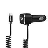 USB Type C Car Charger, Nekteck 27W USB-C Car Charger Adapter with Integrated Built-in 3.9ft Type-C 3.1 Coiled Cord and USB Port for Samsung Galaxy S9/Note Series Pixel 3XL iPhoneX LG Nexus and More