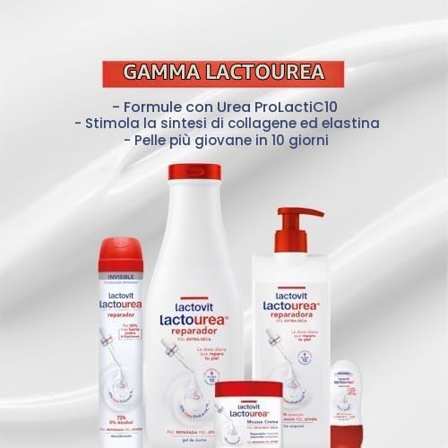 - Lactourea, idratante e nutriente, pelle forte e giovane, consistenza cremosa e leggera, con proteine di calcio, per pelli molto secche o extra secche - 750 ml