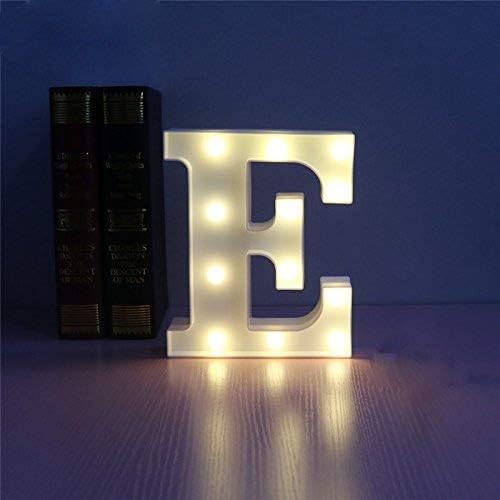 Lamker Decorative LED Lights Alphabet Letter E 26 Letters Sign Warm White Plastic Light up Word for Birthday Wedding Party Bar Bedroom Wall Hanging Night Decorations