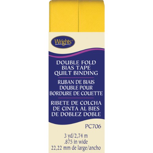 Wrights Double Fold Quilt Binding, 7/8 by 3-Yard, Yellow
