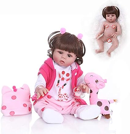 Amazon Es Sn86ns 49 Cm Muneca Bebe De Pelo Rizado Nino Renacido Muneca De Nina En Vestido Rosa Bebe Realista De Silicona Suave De Cuerpo Completo Juguete De Bano Juguetes Impermeables Para Ninos