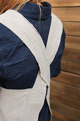 Dark Grey Linen Cross Over Pinafore Apron - US L Size