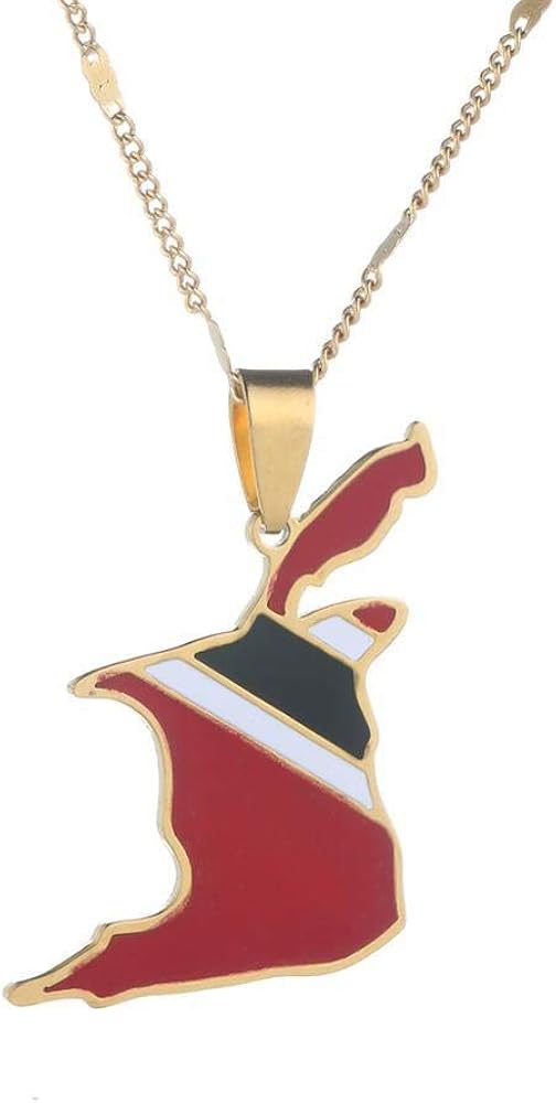 QAZQAZ Trinidad and Tobago Map Flag Pendant Necklace Gold Color Trendy