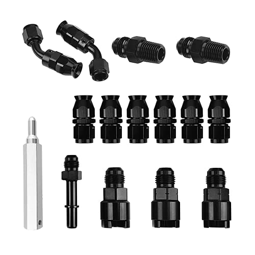 SPELAB 25FT 6AN 3/8” PTFE E85 Oil Fuel Line Fitting Kit, Braided Fuel