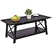 Giantex X-Design Wooden Cocktail Side Coffee Table Shelf Rectangle w/Storage Shelf Black