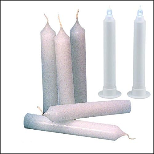 Emergency Candles Pack - LED Flameless Battery Operated &amp; Real Burning Flame Long Burn Candle Set [Bundle Pack, 6 total pcs.] - Approx. 127 Total Hour Of Light - Great For Church Candlelight Vigils
