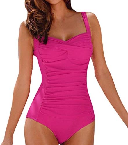 HAPPIShare Womens Vintage Frilly One Piece Swimsuit Tummy Control Swimwear Swimsuits Color Splicing Bathing Suits