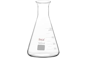 stonylab Glass Wide Mouth Erlenmeyer Flask, 500 ml Borosilicate Glass Erlenmeyer Flask with Heavy Duty Rim, 1 Pack