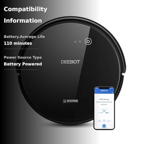 ECOVACS DEEBOT 661 Cordless Robot Vacuum, Black - View 3