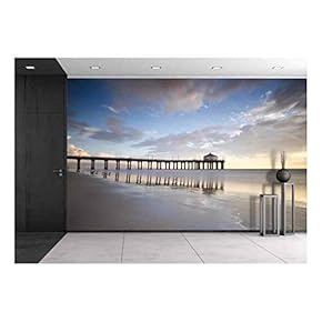 Manhattan Beach Pier Long Exposure - Removable Wall Mural | Self-Adhesive Large Wallpaper - 66x96 inches