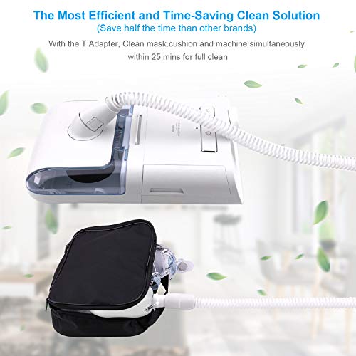 CPAP Cleaner and Sanitizer, Moocoo 2020 Newest Portable CPAP Sanitizer Bundle Rechargeable for CPAP Machine, Mask, Tube and Equipment, Includes T Adapter, Cleaning Bag, Heated Hose Adapter