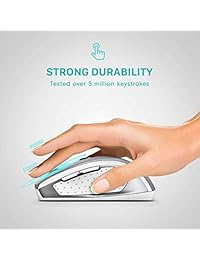 VicTsing MM057 - Ratón óptico portátil inalámbrico con receptor USB, 5 niveles de DPI ajustables, 6 botones para portátil, PC, ordenador portátil, color plateado