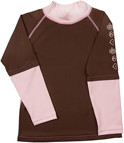 Sun Protection Clothing Rash Guard Long Sleeve Girls Boys Child Baby Toddler Kids (Brown/Lt. Pink, 12)