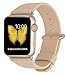 JSGJMY Apple Watch Band 42mm Men Women Beige Genuine Leather Replacement Wrist Strap with Gold Metal Clasp for Apple Watch Series 2/1 Gold Aluminium