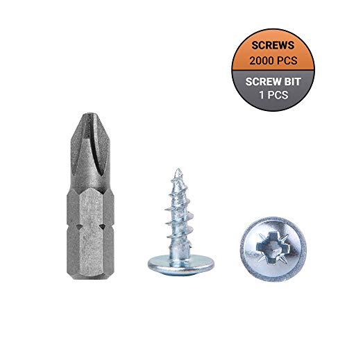 Marcopol (2000 Stück) Verzinkter Stahl 4,0 x 12 mm Holzschrauben, Metallschrauben, modifizierter Halsspannkopf… – Bild 4