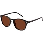 Fullwosing Shortsighted Glasses -0.50 to -6.00 Stylish Tinted Brown Polarized Sunglasses for Men Women Black or Tortoise Frame (-1.25, Black)
