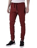 Italy Morn Men Jogger Chinos Pants Casual Khakis Drop Crotch Jogging Twill M Burgundy