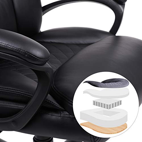 SONGMICS-Poltrona-Ergonomica-da-Ufficio-Poltrona-Direzionale-Girevole-a-360-Motivo-a-Rete-Mid-Back-Meccanismo-di-Reclinazione-PU-Nero-OBG23BK