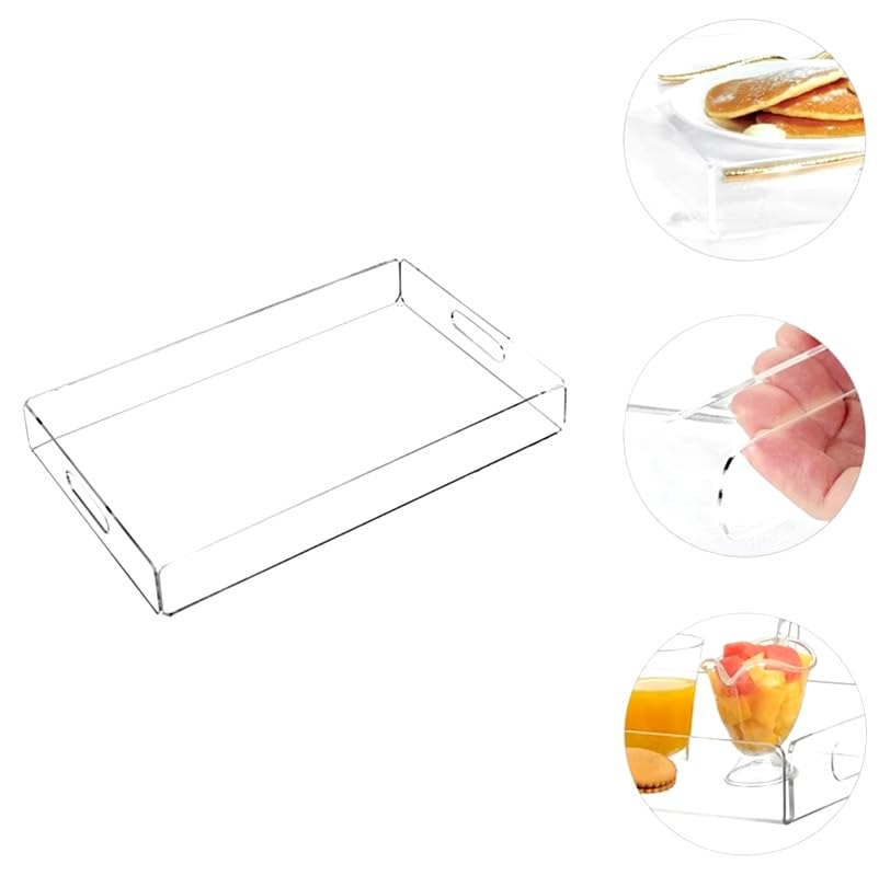 Multi-Purpose Acrylic Serving Tray 12x16 Inches (40x30x5 cm) || Decorative Tray Organizer || Coffee Table Countertop with Handles || Decorative Tray for Living Room Bedroom Entryway and Kitchen. (2)