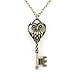 Gold Tone White Crystal Key Pendant Necklace
