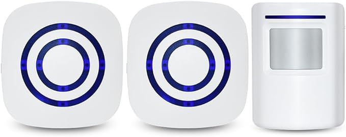 Tengcong Tech Door Chime,Wireless Business Door Motion Sensor Detector Smart Visitor doorbell Home Security Driveway Alarm with 1 Sensor and 2 Receiver,38 Chime Tunes - LED Indicators