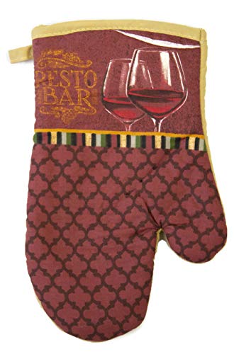 Lobyn Value Packs Kitchen Towel 5 Piece Linen Set 2 Towels 2 Pot Holders 1 Oven Mitt (Red Wine Beige Trim)