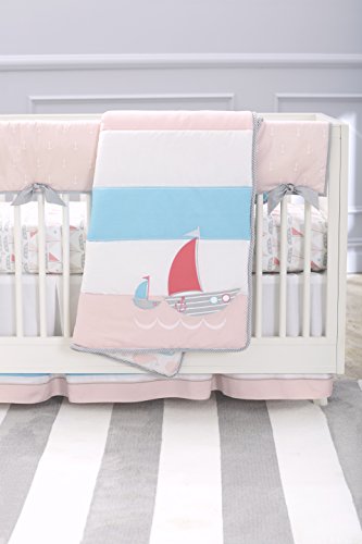 Just Born Sail Into Your Dreams 3-Piece Crib Bedding Set, Pink
