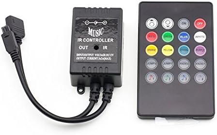 Eastchina® DC 12V-24V Infrared Music Controller | 20 keys IR Remote Controller | Sound Sensor Controller | Designed For 5050 | 3528 | 5630 RGB Flexible LED Strip Lights