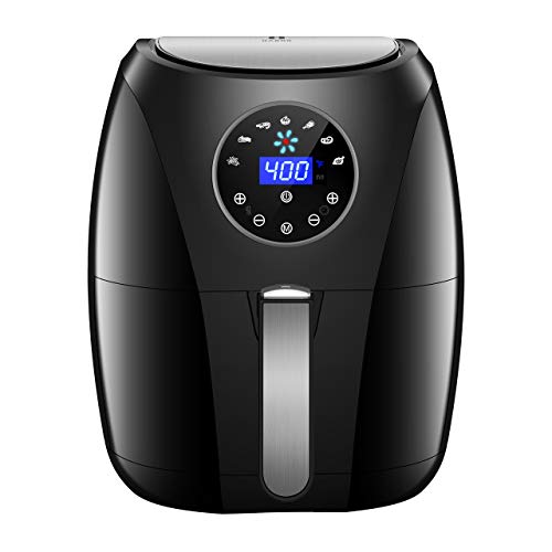 Habor Air Fryer, 4 Quart Hot Air Fryers Oven w/Programmable 7 Cook Presets for Air Frying, Roasting, Baking & Broiling, 1400W Air Cooker w/LED Touch Screen, Non-Stick Frying Pot