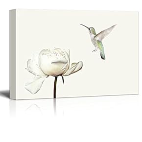 Canvas Wall Art - Hummingbird Flying Towards a Flower Petal - Giclee Print Gallery Wrap Modern Home Art Ready to Hang - 12x18 inches