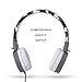 Yomuse C89 Kids Headphones, Wired Headphone with Microphone, On Ear Headphone with Adjustable, Foldable Headphones for School Travel Children Girls Boys Adults (Camo Grey)