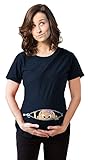Maternity Peeking Caucasian Baby Girl Bow Cute Pregnancy NAVY Tee