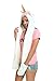 Plush Unicorn Adult Hood Hat with Scarf and Paw Pockets for Women White