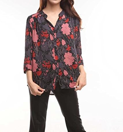 KATE LUX Luxury Retro Flower Shirt in Soft Silky Fabric
