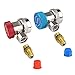 JDMON Adjustable AC R134A Quick Coupler Connector Adapters Fitting High Low 1/4 inch SAE HVAC Manifold Gauge Hose Set (R134A)