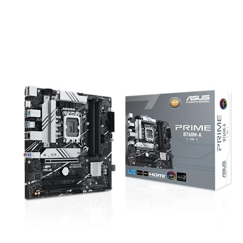 ASUS Prime B760M-A-CSM Business Mainboard Sockel Intel LGA 1700 (Intel B760, mATX, DDR5 Speicher, 2X PCIe 4.0 M.2, Aura Sync)