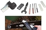 4 Piece Diamond Industrial Chainsaw Sharpener File Tool Set With Guide Attachment - For Rotary Tools, Die Grinders, Drills, Chainsaw Chains, Sharpening, Collet Wrench - By Katzco