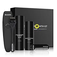 Baiwka Beard Growth Kit, New Upgrade 4 Pcs Beard Growth Tools, Include 30ml Beard Growth Activator Serum/Beard Roller/15ml Sanitizer and Comb, Beard Grooming Tool Kit, Beard Care Gift Set for Men/Dad