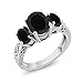 Gem Stone King 925 Sterling Silver Black Onyx 3 Stone Ring For Women (2.41 Cttw, Gemstone Birthstone, Available In Size 5, 6, 7, 8, 9)