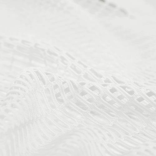 TWOPAGES White Room Divider Privacy Cubicle Curtain Dustproof Curtain Mesh Top Nickel Grommet Curtain (1 Panel, 7'Wide x 8'Long)