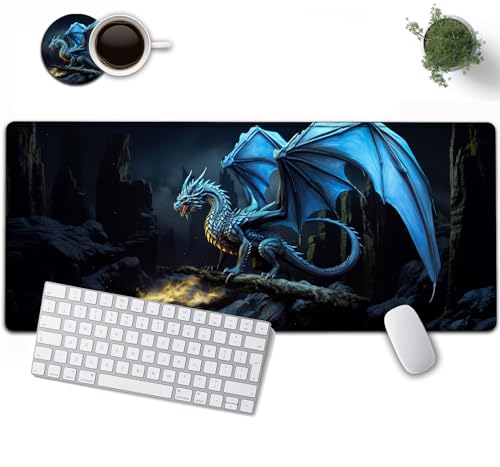 YVBHCGGGF Blue Flying Dragon Large Mouse Pad