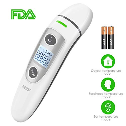 Forehead and Ear Thermometer, THZY Upgraded Digital Infrared Thermometer with Fever Indicator, Dual Mode Body Thermometer Suitable for Baby, Infants, Toddlers and Adult CE&FDA Approved