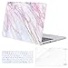 MOSISO Compatible with MacBook Pro 13 inch Case 2015 2014 2013 end 2012 A1502 A1425 with Retina Display, Protective Plastic Pattern Hard Shell Case & Keyboard Cover & Screen Protector, Pink Marble