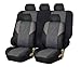 FH GROUP FH-FB064217 Three Row Cross Weave Fabric Seat Covers Airbag Compatible & Rear Split Bench Gray / Black- Fit Most Car, Truck, Suv, or Van