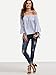 SheIn Women's Striped Off The Shoulder Ruffle Sleeve Blouse - Blue Large