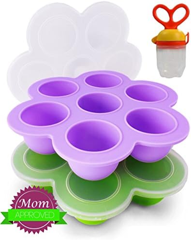 Multiportion Baby Food Freezer Tray, Set of 2. Preserve and Organize with Ease Homemade Wholesome and Delicious Food. Store Safely Your Breast Milk and Puree in BPA-Free Containers with Lid