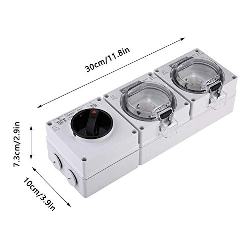 KSTE Wasserdicht IP66 Elektrische Buchse Stecker Außen Steckdose mit EIN Aus Schalter (250V DE-Stecker) – Bild 2
