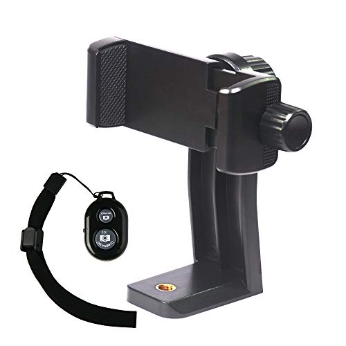 Riqiorod Phone Tripod Holder Head 1/4" Screw Adapter + Bluetooth Remote Camera Shutter, Rotatable Digtal Camera Bracket,Selfie Lens Monopod,Compatible Camcorder iPhone X/XR/Xs Ma (Tripod Adapter)