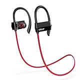 iClever Bluetooth Sports Headphones Sweatproof, On-Ear Earbuds Wireless for Running, Exercise, Workout, Gym (7 Hours Play Time) (Red)